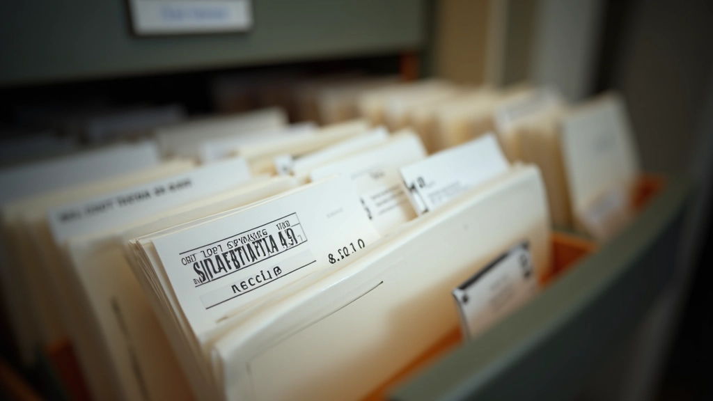Organized receipt categories displayed in filing system