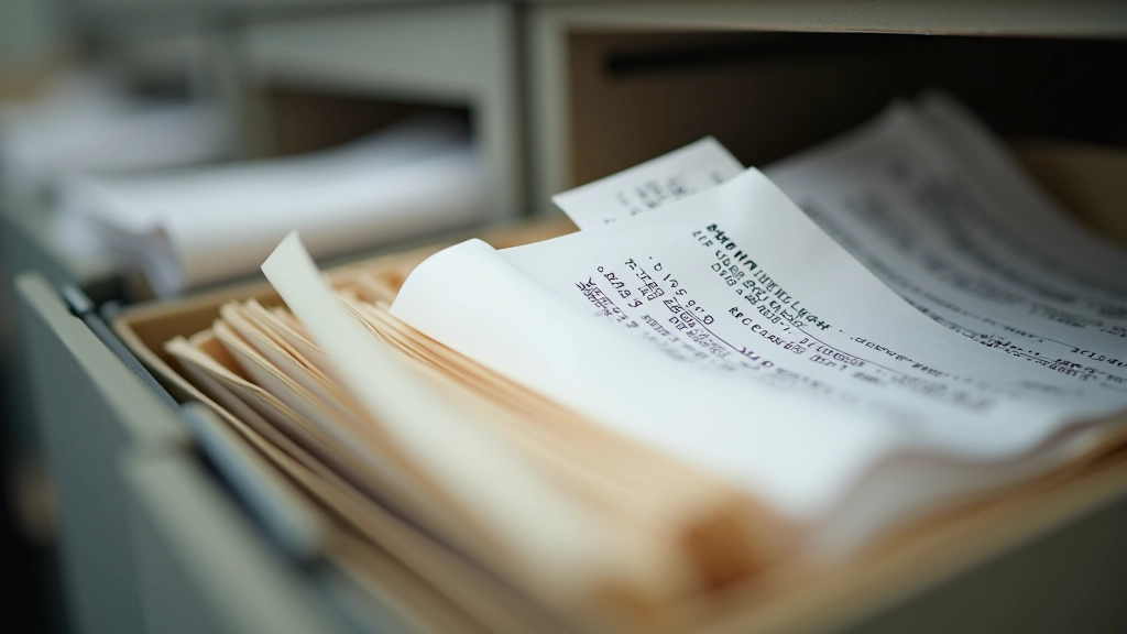 Organized receipt categories displayed in filing system
